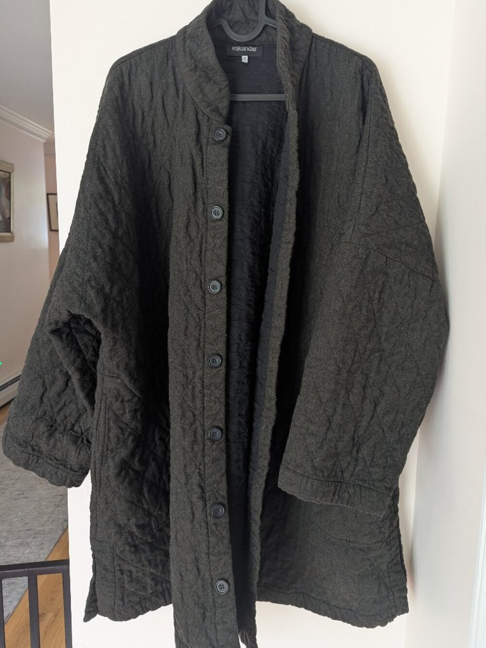 Eskandar wool quilted coat